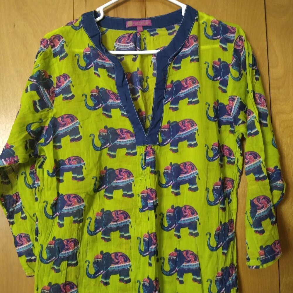 Macbeth Collection by Margaret Josephs 3/4 Sleeve Semi Sheer Elephant Swim Cover - Picture 3 of 7